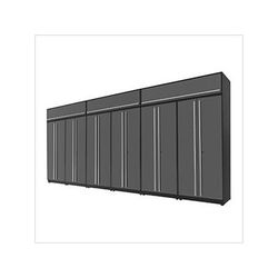 Proslat Garage Cabinets 9-Piece Glossy Grey Extra Tall Garage Cabinet Set with Silver Handles