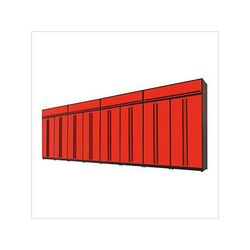 Proslat Garage Cabinets 12-Piece Glossy Red Extra Tall Garage Cabinet Set with Black Handles