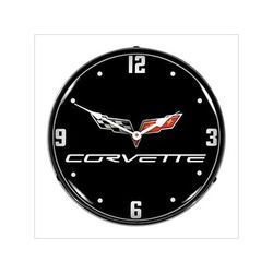 Collectable Sign and Clock C6 Corvette Black Tie Backlit Wall Clock