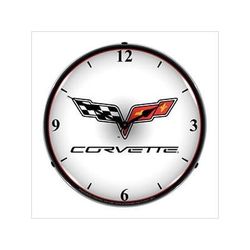 Collectable Sign and Clock C6 Corvette Logo Backlit Wall Clock