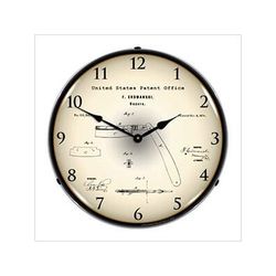 Collectable Sign and Clock 1874 Straight Razor Patent Blueprint Backlit Wall Clock