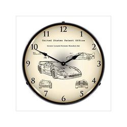 Collectable Sign and Clock Ferrari F40 Patent Blueprint Backlit Wall Clock