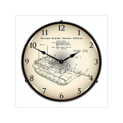 Collectable Sign and Clock 1995 M1A2 Abrams Main Battle Tank Patent Blueprint Backlit Wall Clock