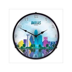 Collectable Sign and Clock Dallas Skyline Backlit Wall Clock