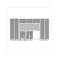 NewAge Garage Cabinets BOLD Series Platinum 8-Piece Set with Bamboo Top and Backsplash