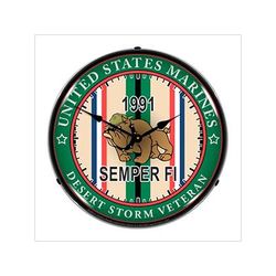 Collectable Sign and Clock Marine Veteran Operation Desert Storm Backlit Wall Clock