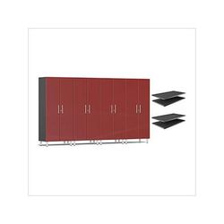 Ulti-MATE Garage Cabinets 4-Piece Tall Garage Cabinet Kit and 4-Shelf Bundle in Ruby Red Metallic