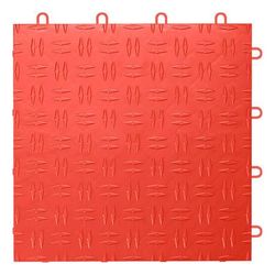 GearTile Diamond Pattern 12 x 12-Inch Red Garage Floor Tile (24 Pack)
