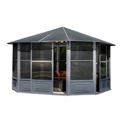 Gazebo Penguin 12 ft. x 12 ft. Florence Solarium with Polycarbonate Roof (Slate Gray)