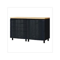 Contur Cabinet 5' Premium Karbon Black Garage Cabinet System with Butcher Block Tops