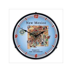 Collectable Sign and Clock New Mexico Supports the 2nd Amendment Backlit Wall Clock