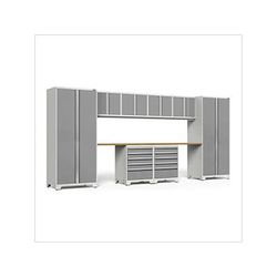 NewAge Garage Cabinets PRO Series Platinum 10-Piece Set with Bamboo Top
