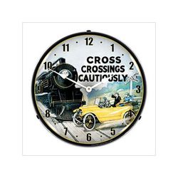 Collectable Sign and Clock Railroad Crossing Safety Backlit Wall Clock