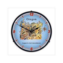 Collectable Sign and Clock Oregon Supports the 2nd Amendment Backlit Wall Clock