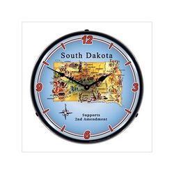 Collectable Sign and Clock South Dakota Supports the 2nd Amendment Backlit Wall Clock