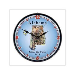Collectable Sign and Clock State of Alabama Backlit Wall Clock