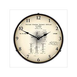 Collectable Sign and Clock 1922 First Traffic Signal G.A. Morgan Patent Blueprint Backlit Wall Clock