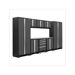 NewAge Garage Cabinets BOLD Series Grey 9-Piece Set with Stainless Steel Top