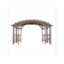 Sunjoy Group SummerCove 10 x 14 Modern Light Gray Wooden Arched Pergola Kit with Shelves