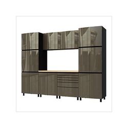 Contur Cabinet 10' Premium Terra Grey Garage Cabinet System with Butcher Block Tops