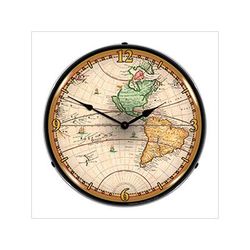 Collectable Sign and Clock 1730 World Map Backlit Wall Clock