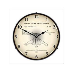 Collectable Sign and Clock 1991 Northrop B-2 Spirit Stealth Bomber Patent Blueprint Backlit Wall Clock