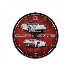 Collectable Sign and Clock C7 Corvette Blade Silver Backlit Wall Clock