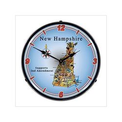 Collectable Sign and Clock New Hampshire Supports the 2nd Amendment Backlit Wall Clock