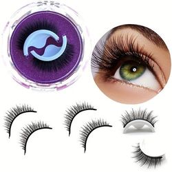 Reusable Self Adhesive Eyelashes Natural Look, Reusable Adhesive Eyelashes No Glue And Easy To Put On, Self Adhesive Eyelashes Reusable Self Sticking (2-pairs)