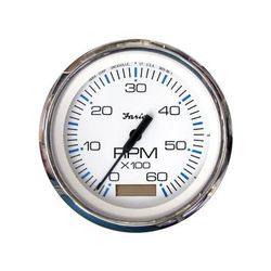 Faria Beede Instruments Chesapeake White SS 4" Tachometer w/Hourmeter - 6000 RPM Gas - Inboard 33832