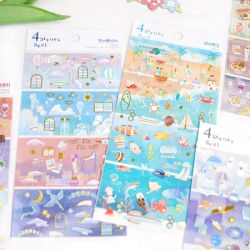 3 Pcs Creative Gold Foil Beach Season Travel Food Stickers Scrapbooking Diy Journal Cute Sticker