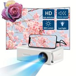 Mini Portable Projector, Home Theater Movie Projection, Supports Hd Resolution, Supports Multiple Interfaces, Built-in Speakers, Suitable For Indoor, Outdoor, Gaming, Camping And Office Use.