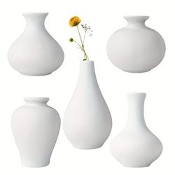 5pcs/set, Rustic Ceramic Vases For Small Bud Flowers - Perfect For Farmhouse Decor, Living Room, Shelf, Table, Bookshelf, Mantel, And Entryway