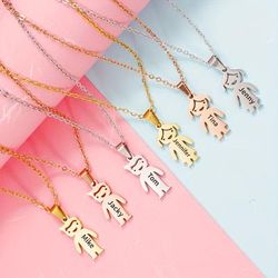 Personalized Cute Boy Girl Pendant Necklace Customized Name, For Female Male Neck Accessories