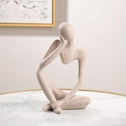 TEMU 1pc Resin Character Figurines, Thinker People Abstract Ornament, Sculpture For Home Office Bookshelf Desk Decor