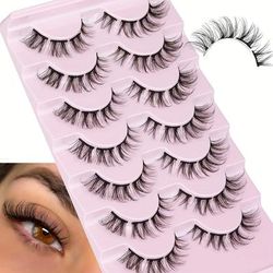 7 Pairs Eyelashes Cluster Natural Volume Cat Eye Wispy False Eyelashes Diy Eyelashes Natural Look Eyelash Extension 15mm 5d Fluffy Lashes