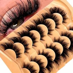 7pairs Cat Eye Eyelashes 3d Natural False Lashes 5d Fluffy Soft Cross Manga Lashes Wispy Natural Eyelash Extension Makeup