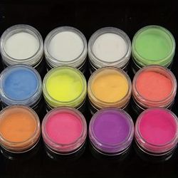 12 Bottles Glow-in-the-dark Powder Phosphor Pigment For Diy Resin Dyeing Material Silicone Mold Decoration Long-lasting Colorful Luminous Powder
