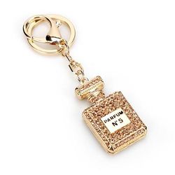 1pc Full Diamond-set Perfume Bottle Keychain For Women's Car Keychain Ring Bag Pendant Small Gift