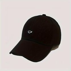 Simple Smiling Graphic Baseball Solid Color Casual Dad Hats Lightweight Adjustable Couple Sports Hat For Women Men