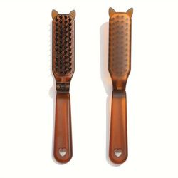 Amber Color Folding Hair Brush Scalp Massage Comb Portable Anti-static Brush Detangling Hair Comb For All Hair Type Suitable For Travel Home Uses