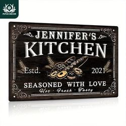 1pc[customized] Personalized Funny Kitchen Sign, Custom Name, 12x8 Inches Metal Sign