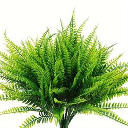 8 Pcs Artificial Ferns For Outdoors Fake Boston Fern Large Greenery Plants Uv Resistant Faux Plastic Plants Shrubs For Garden Front Porch Window Box Indoor Outdoor Decoration