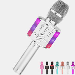 Vigor Karaoke Microphone Machine Toys For kids Bluetooth Microphone with LED Light, Birthday Gift - Grey