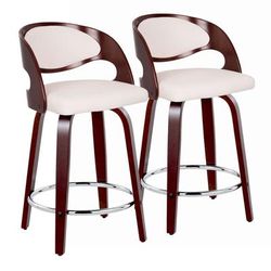Pino 24" Fixed-Height Barstool - Set Of 2 by Lumisource in Cherry White Chrome