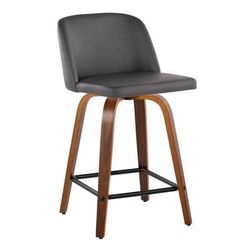 Toriano 24" Mid-Century Counter Stool - Set Of 2 by Lumisource in Walnut Grey Black