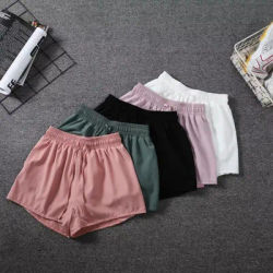 Short à Taille artificiel astique pour Femme et Fille Poches à vaccage Rapide Double Couche pour