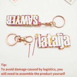 Custom Acrylic Name Keychain, Personalized Glitter Letter Keyring, Large Tag Backpack Charm