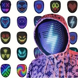 Halloween Led Mask With Gesture Sensing, Premium Cool Trendy Dj Mask, Carnival Party Prom Bar Club Rave Prop, Ideal Choice For Gifts