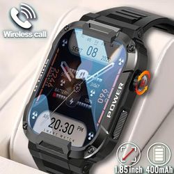 Rugged Smart Fitness Watches, 1.85'' Ai Voice Wireless Call Smartwatch For Android Ios, Ideal Choice For Gifts
